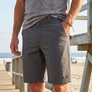 Hang Ten Men’s Hybrid Walk Shorts - Grey Heather Stripe - Size 34